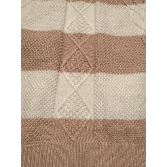 NWT Women's Lucky Brand Long Sleeve Striped Knit Dress L Beige White - Picture 5 of 12